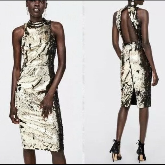NWOT ZARA SEQUIN OPEN BACK SLEEVELESS - Picture 1 of 9